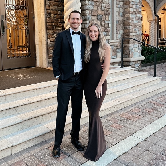 Norma Kamali Halter Turtle Fishtail Gown in Chocolate - Picture 5 of 6